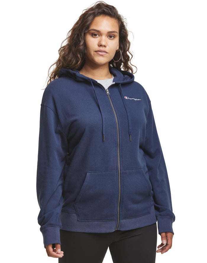 Champion Plus Campus French Terry Zip Embroidered Logo Hoodie Dames - Donkerblauw - Belgie 5746WREAC